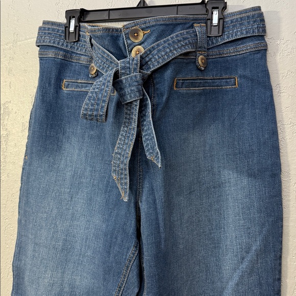 Anthro Pilcro High-Rise Cropped Flare Blue Belted Jeans Size 18W - Picture 4 of 9